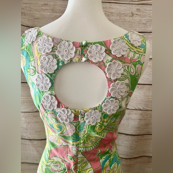 Lilly Pulitzer Nina Chin Chin shift dress size 2 pink green blue sleeveless - Picture 3 of 5